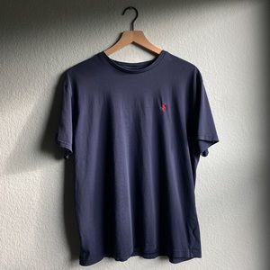 Vintage Ralph Lauren Navy Blue/Red Polo Tee Large - Used In Good Condition